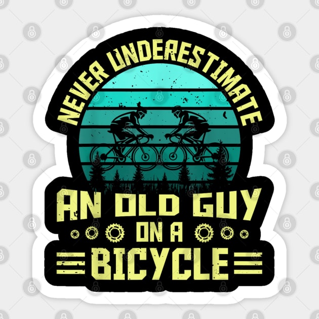 Never Underestimate A Old man With A Bicycle Sticker by rhazi mode plagget